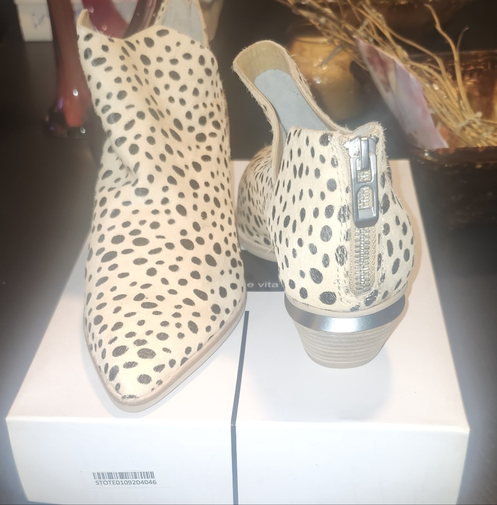 Spotted Ponyhair Ankle Boots with Zipper
